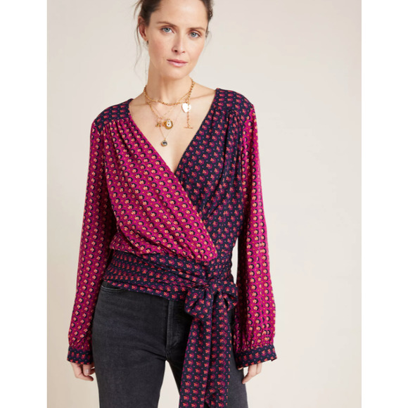 Anthropologie Tops - Anthropologie Lisa Puff-Sleeved Blouse Size 14